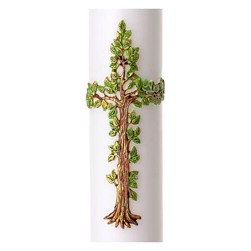 White Paschal candle with Alpha and Omega, vine cross, 3x47 in 2