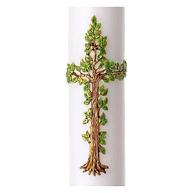 White Paschal Candle with Grapevine Cross Alpha and Omega, 8x120 cm