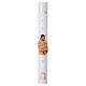 White Paschal candle with Jesus the Good Shepherd, Alpha and Omega, 3x47 in s1