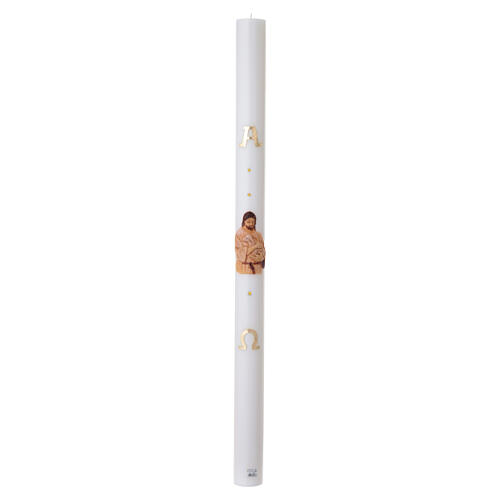 White Paschal Candle Jesus the Good Shepherd Alpha and Omega, 8x120 cm 3