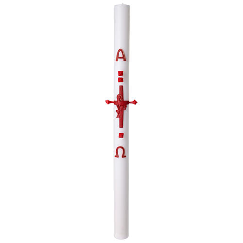 Cero pasquale bianco croce ad agnello pasquale rossi alpha ed omega 8x120 cm  3
