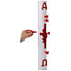 White Paschal Candle with Red Paschal Lamb Cross Alpha and Omega, 8x120 cm s6