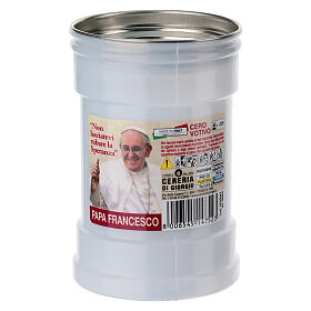 Vela votiva Papa Francisco T30 branca cera branca 10 cm