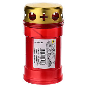 Votivkerze, T30 – Rot 12 cm mit Regenschutz, schlicht