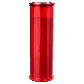 Lumino votivo Sacro Cuore di Gesù T60 rosso cera bianca diam. 7 cm - h. 20 cm - 90 ore