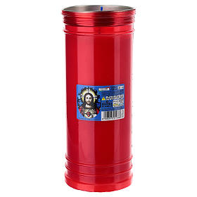 Cero votivo 4 giorni T80 Sacro Cuore di Gesù diam 8 cm rosso cera bianca 20 cm