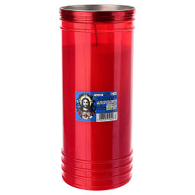 Cero votivo Sacro Cuore di Gesù T100 diam. 10 cm rosso cera bianca 10 giorni 25 cm