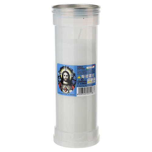 Lumino votivo Sacro Cuore di Gesù P50 diam. 6.5 cm bianco cera bianca 20 cm 1