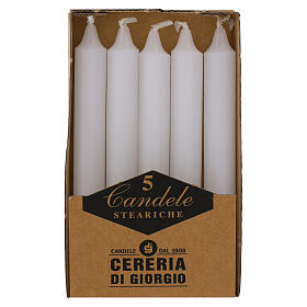 Velas esteáricas blancas CAJA 5 UDS. cilíndricas 15 cm