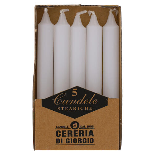 Velas esteáricas blancas CAJA 5 UDS. cilíndricas 15 cm 1