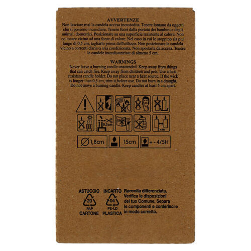 Velas esteáricas cíndricas CAIXA 10 unidades brancas 15 cm 3