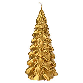 Candela natalizia dorata a forma di albero 20 cm Cereria Di Giorgio