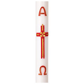 Wax Paschal candle with red cross, 3x47 in