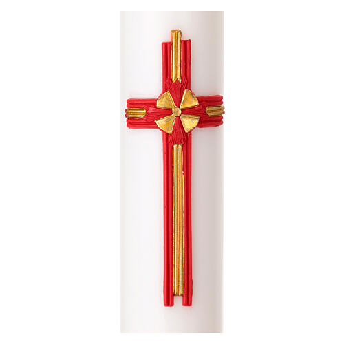 Wax Paschal candle with red cross, 3x47 in 2