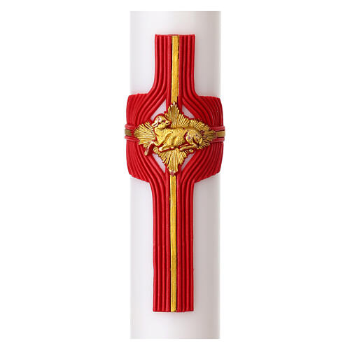 Osterkerze – Rotes Kreuz mit Osterlamm, 120 cm, Ø 8 cm 2