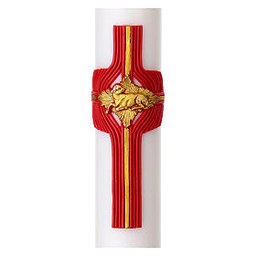 Paschal candle with wax red cross and lamb, 3x47 in
