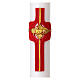Easter Paschal Candle Lamb Red Cross in Wax, 8x120 cm s2