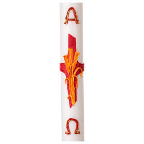 Easter candle with decoration, cross and wheat spikes in wax, 3x47 in