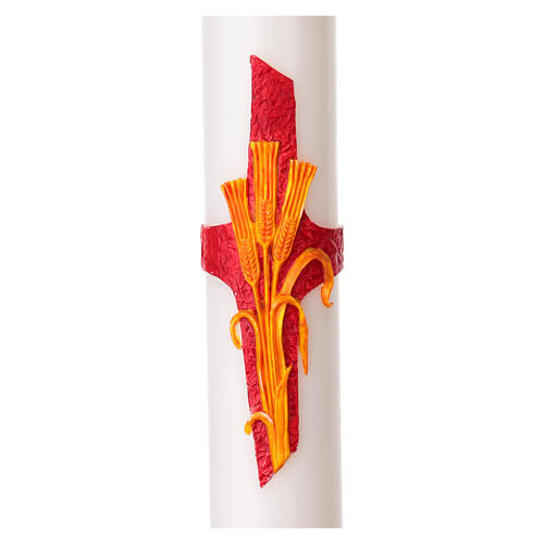 Easter candle with decoration, cross and wheat spikes in wax, 3x47 in 2