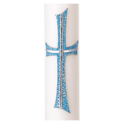 Osterkerze – Kreuz in Silber und Blau, 120 cm, Ø 8 cm 2
