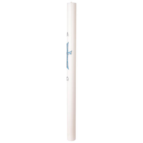Easter Paschal candle with silver and blue wax cross decoration, 8X120 cm 4