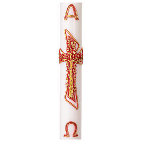 Paschal candle with cross and tree of life, wax decoration, 3x47 in