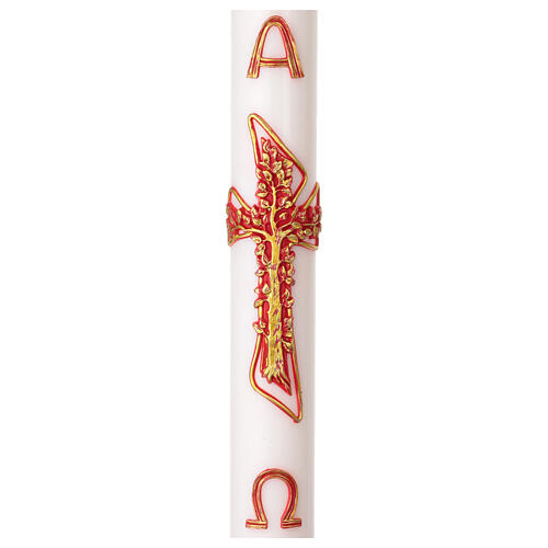 Paschal candle with cross and tree of life, wax decoration, 3x47 in 1