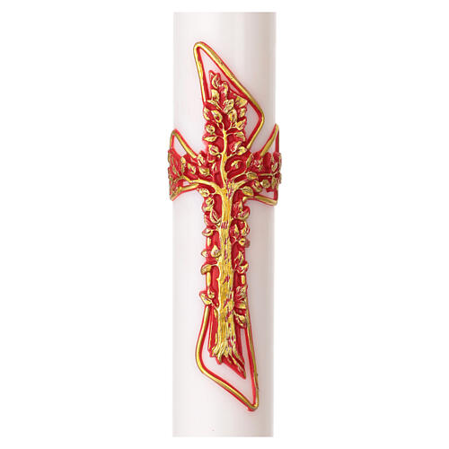 Paschal Candle with Cross and Tree of Life Decoration in Wax, 8X120 cm 2