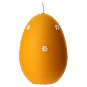 Eikerze senfgelb mit handdekorierten Gänseblümchen – 15 cm, Cereria Di Giorgio