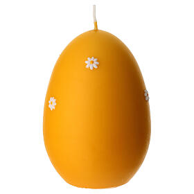 Eikerze senfgelb mit handdekorierten Gänseblümchen – 15 cm, Cereria Di Giorgio