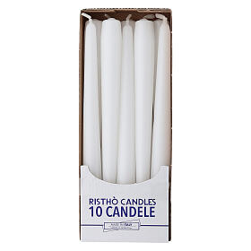 Pack of 10 white conical candles, 10 in
