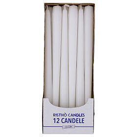 Velas cónicas blancas SET 12 PIEZAS- 30 cm - duración 10 horas