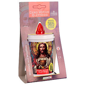 Vela elétrica a bateria 12 cm impressão de Jesus luz vermelha intermitente 365 dias