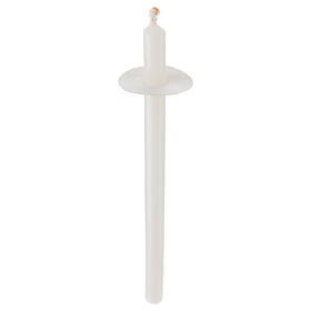 Antorcha de viento cera blanca 40 cm con plato anti goteo