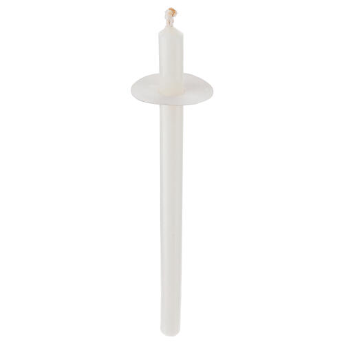 Antorcha de viento cera blanca 40 cm con plato anti goteo 1