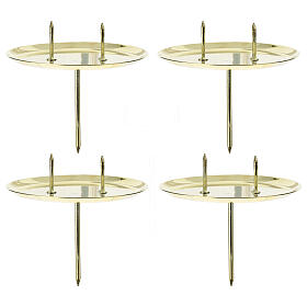 Punções para velas do Advento conjunto 4 peças redondo dourado brilhante 7,5 cm