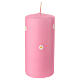 Hand-decorated 6-inch pink powder cylindrical candle with raised daisies by Cereria Di Giorgio s1