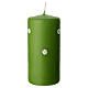Candela cilindrica color pistacchio margherite rilievo colorate mano 15 cm Cereria Di Giorgio s1