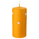 Mustard pillar candle with hand-colored embossed daisies, 15 cm Cereria Di Giorgio s1