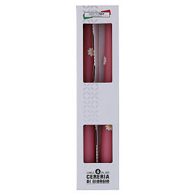 Candele coniche SET 2 PZ decorate a mano margherite 25 cm rosa polvere Cereria Di Giorgio