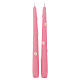 Candele coniche SET 2 PZ decorate a mano margherite 25 cm rosa polvere Cereria Di Giorgio s1