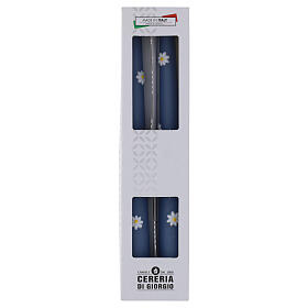 Candele coniche SET 2 PZ celesti margherite decorate a mano 25 cm Cereria Di Giorgio