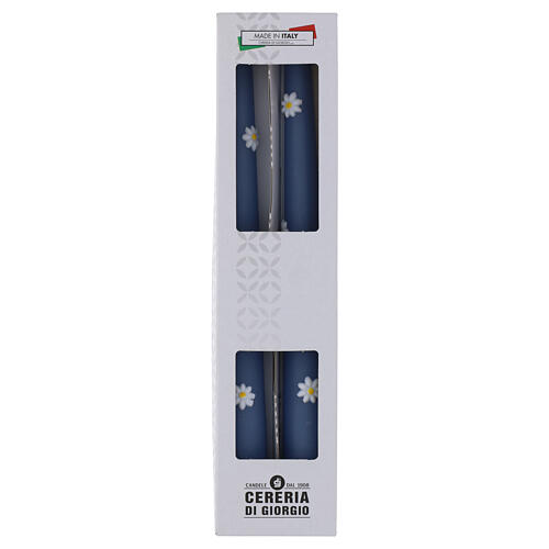 Candele coniche SET 2 PZ celesti margherite decorate a mano 25 cm Cereria Di Giorgio 2