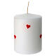Candela bianca con cuori rossi decorati a mano 10 cm Cereria di Giorgio s2