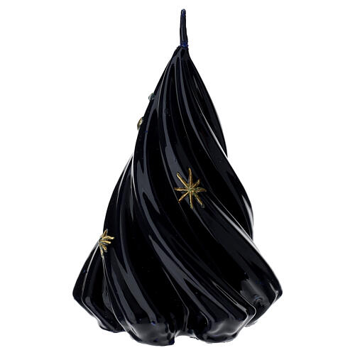 Candela abete blu notte laccato luna stelle dorate decorate a mano 13,5 cm Cereria Di Giorgio 2