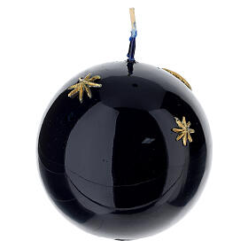 Candela sferica laccata blu notte luna stelle oro colorate a mano 8 cm Cereria Di Giorgio