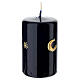 Night blue lacquered cylindrical candle with hand-painted golden coloured stars and moon by Cereria Di Giorgio, 4 in s1
