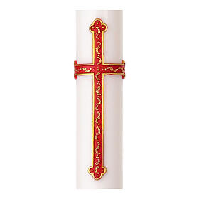 Círio pascal DIÂMETRO 9 CM cruz cordeiro com estandarte alfa e ómega 120 cm