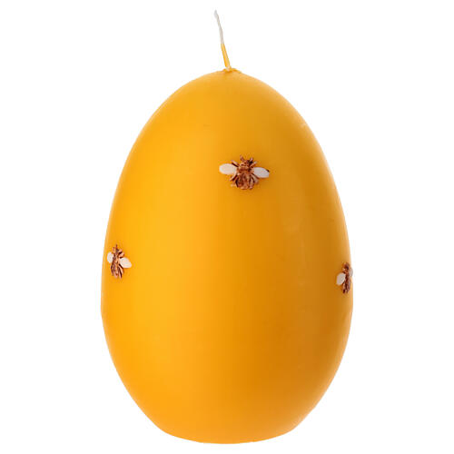 Hand-decorated yellow egg-shaped candle with bees by Cereria Di Giorgio, 6 in 2