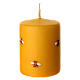 Bougie cylindrique jaune avec des abeilles décorées à la main 10 cm Cereria Di Giorgio s1